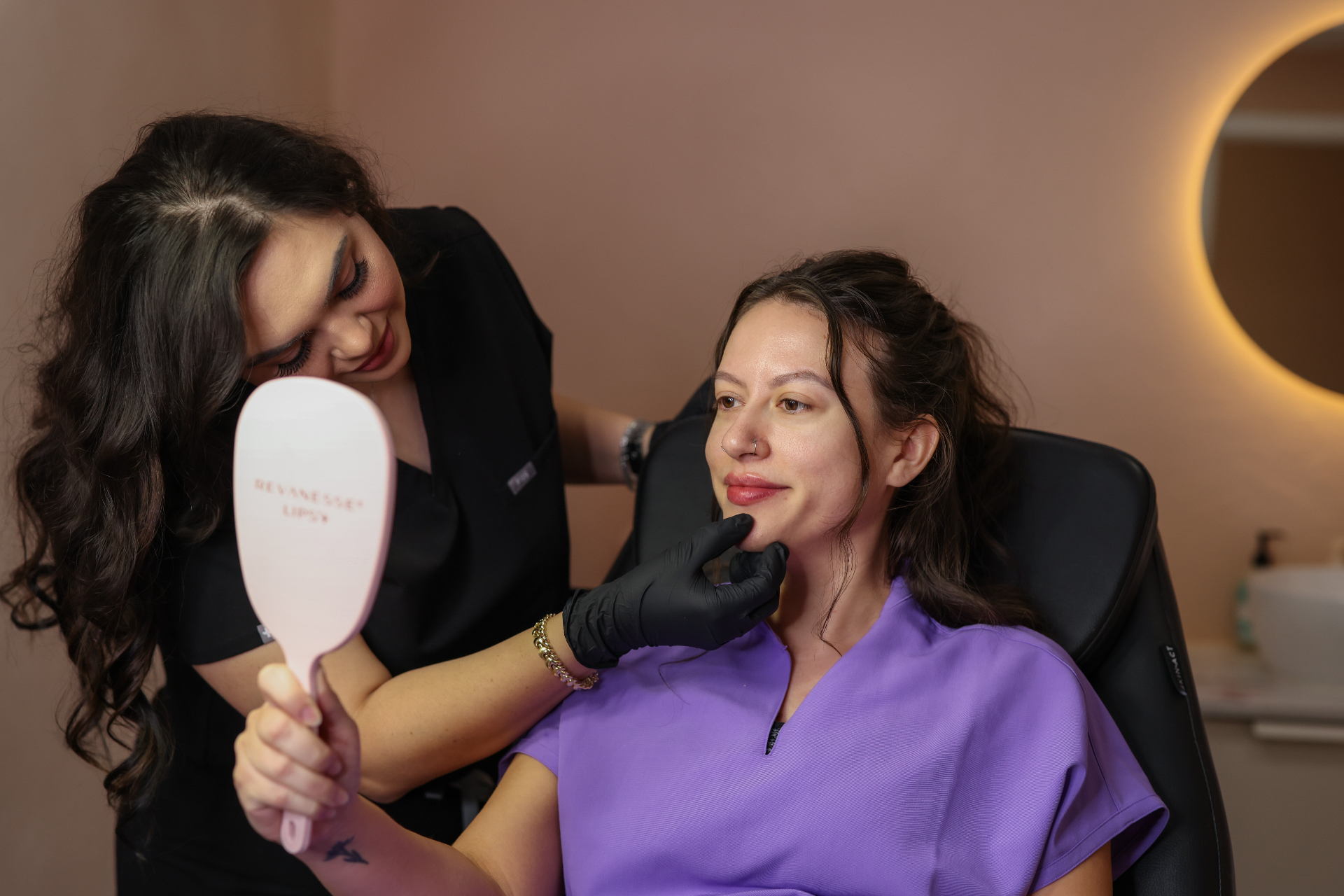 SkinRx facial treatment room during an LED steam facial